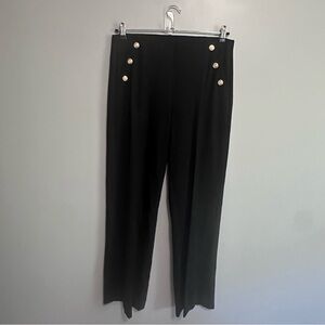 Chico’s  2T (Large 12) Black Wide Leg Pants Nautical Button High Rise Tall